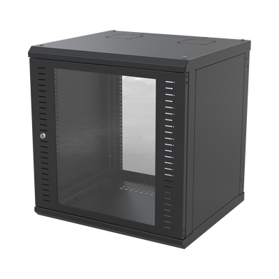 [SR-1912-GFP] Gabinete para Montaje en Pared, Puerta de Cristal Templado, Cuerpo Fijo con Rack 19" de 12 Unidades